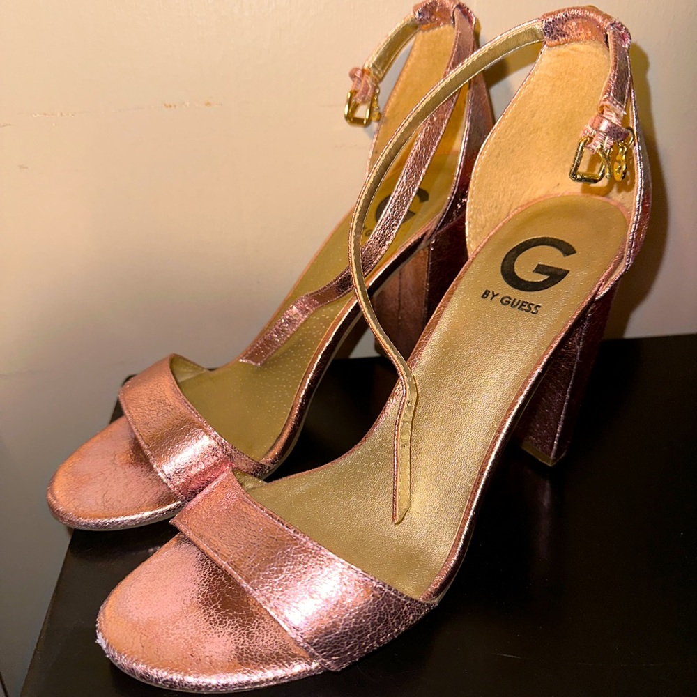 Metallic pink G by Guess sandal heels